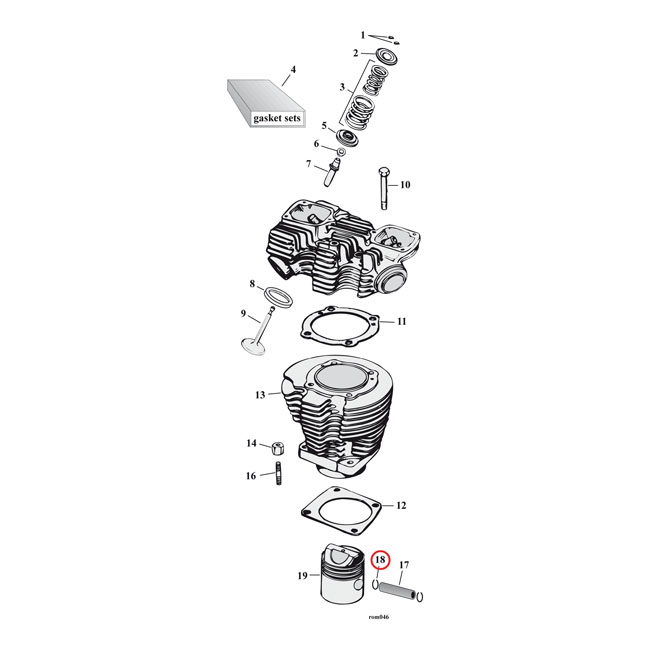 Retaining rings, piston wrist pin. Spiral lock