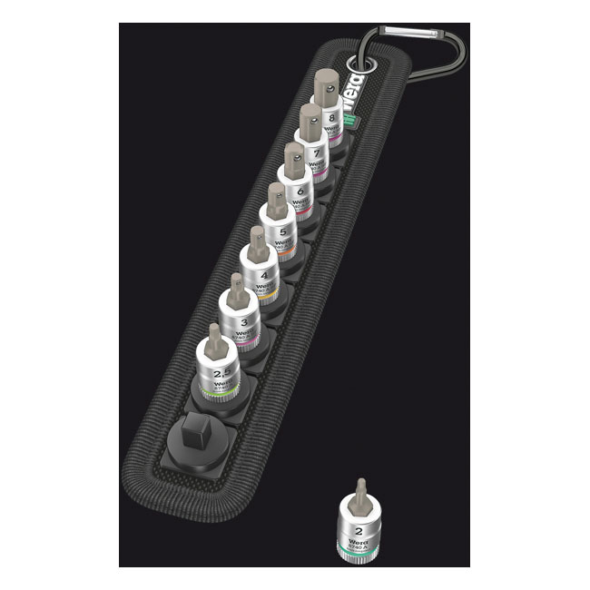 Wera socket belt with 3/8" drive Hex socket bits - US sizes